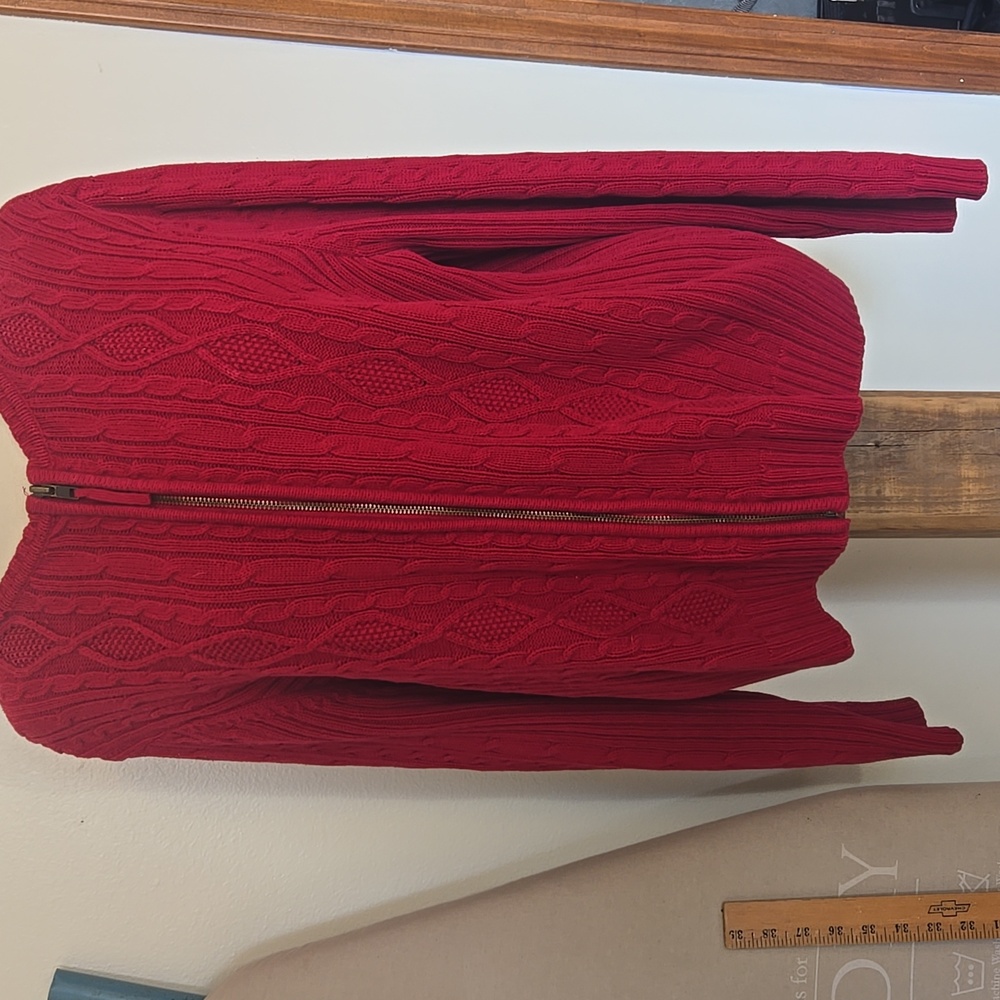 Red Zip Up Sweater Jacket